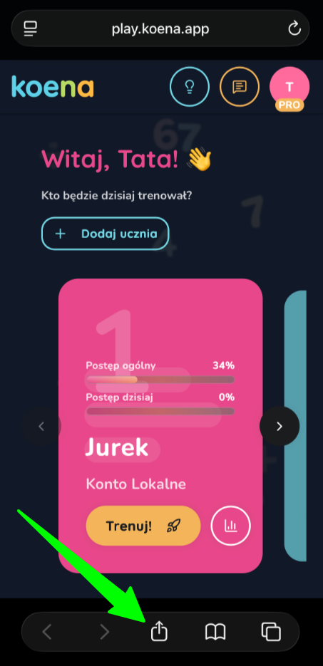 Krok 1: Ikona Udostępnij w Safari